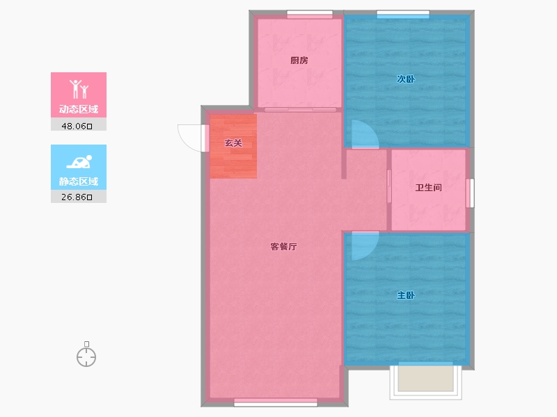 辽宁省-沈阳市-中港城永安嘉苑于洪区洪源路（18,22,19,20,21,6,17,7,12栋）85m²-68.94-户型库-动静分区