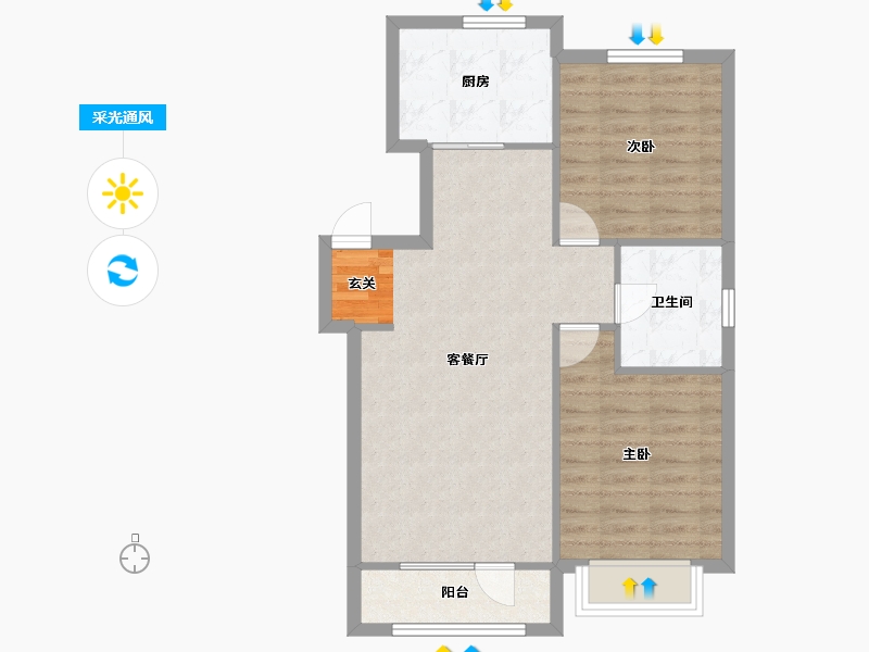 辽宁省-沈阳市-中港城永安嘉苑洪源路12-1号（3）86m²-68.81-户型库-采光通风