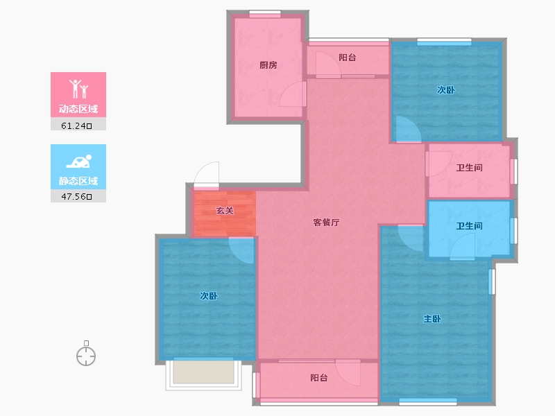 辽宁省-沈阳市-中港城永安嘉苑洪源路（15,14,9,10栋）124m²-99.20-户型库-动静分区