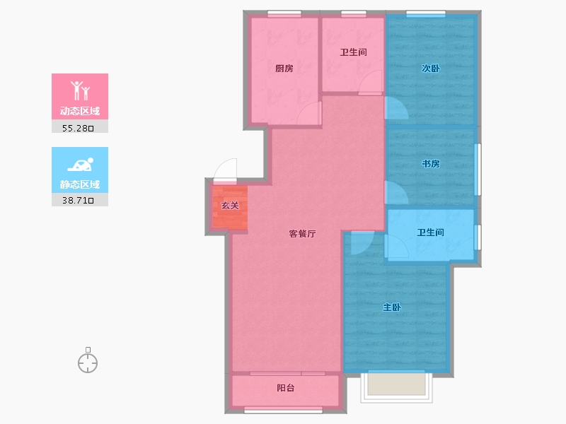 辽宁省-沈阳市-中港城永安嘉苑于洪区洪源路（16,13,5,20,21,2栋）107m²-85.61-户型库-动静分区