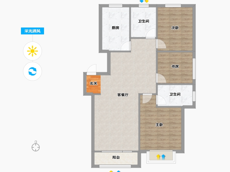 辽宁省-沈阳市-中港城永安嘉苑于洪区洪源路（16,13,5,20,21,2栋）107m²-85.61-户型库-采光通风