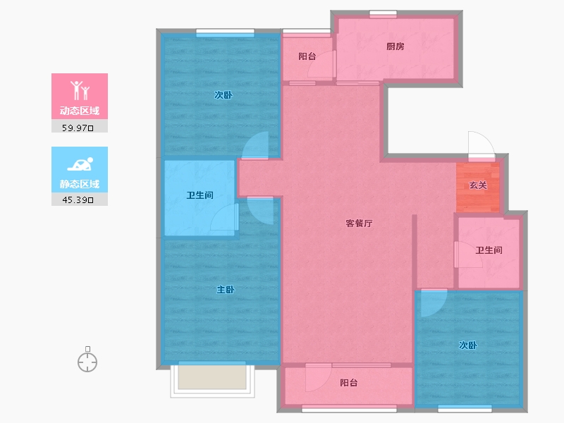 辽宁省-沈阳市-中港城永安嘉苑于洪区洪源路（16,13,5,21栋）120m²-95.99-户型库-动静分区