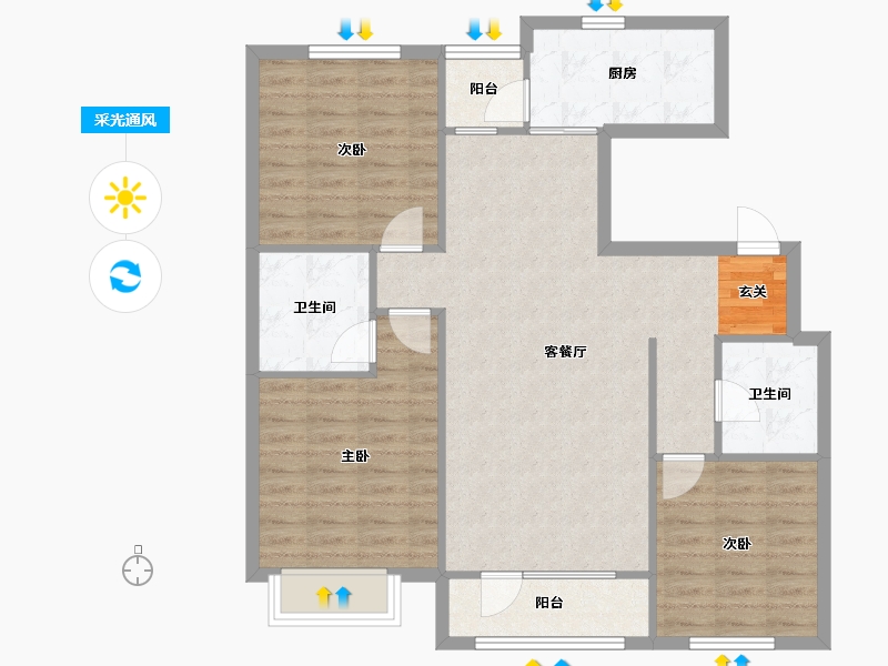 辽宁省-沈阳市-中港城永安嘉苑于洪区洪源路（16,13,5,21栋）120m²-95.99-户型库-采光通风