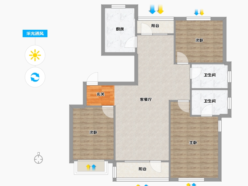 辽宁省-沈阳市-中港城永安嘉苑洪源路（15,14,9,10栋）124m²-99.20-户型库-采光通风