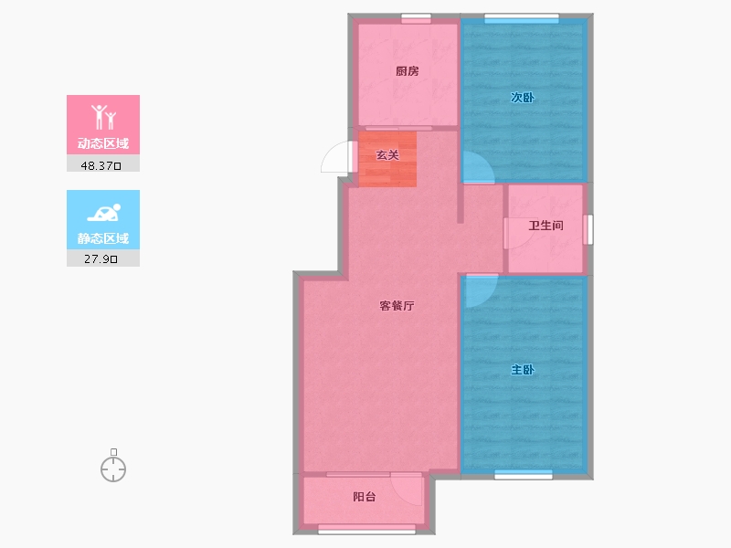 辽宁省-沈阳市-中港城永安嘉苑永跃街77号（1栋）87m²-69.60-户型库-动静分区