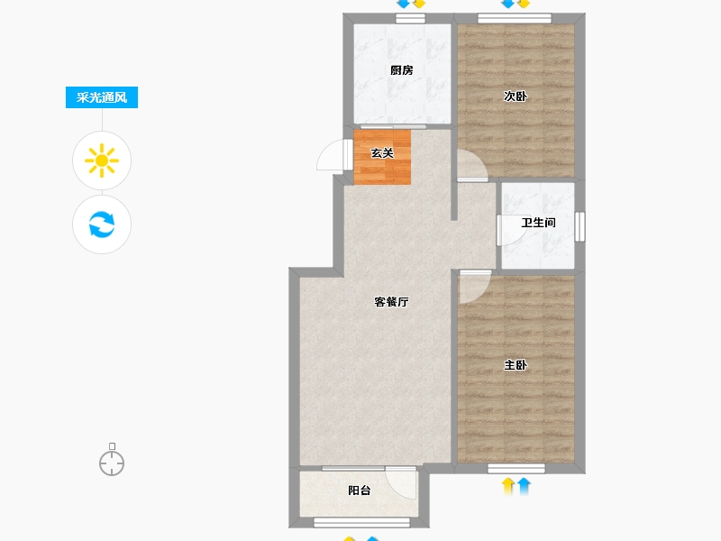 辽宁省-沈阳市-中港城永安嘉苑永跃街77号（1栋）87m²-69.60-户型库-采光通风