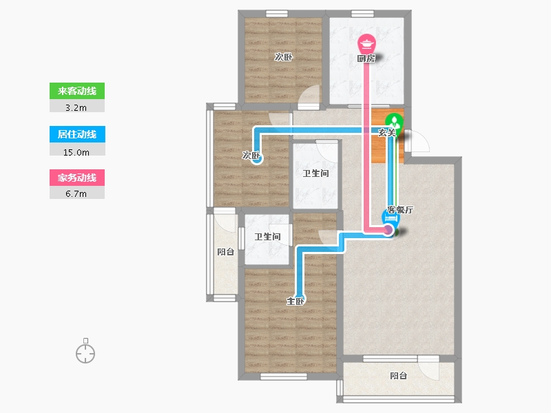 辽宁省-沈阳市-华沃滨河湾细河南路161-1号（C10）122m²-90.00-户型库-动静线