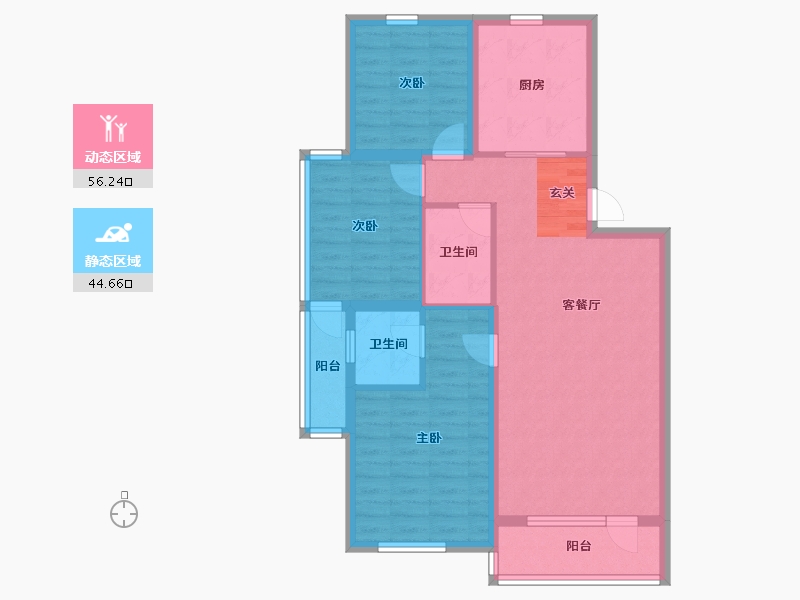 辽宁省-沈阳市-华沃滨河湾细河南路161-1号（C10）122m²-90.00-户型库-动静分区