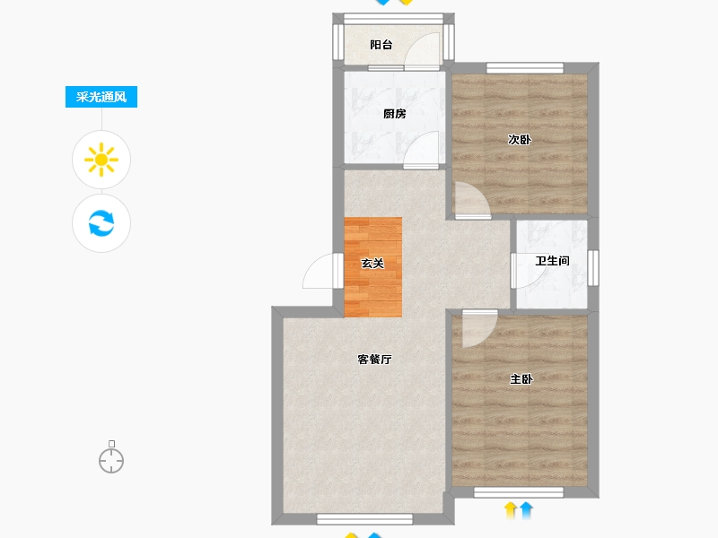 辽宁省-沈阳市-华沃滨河湾（B18，B2，B3，B4，B5，B6）73m²-57.50-户型库-采光通风