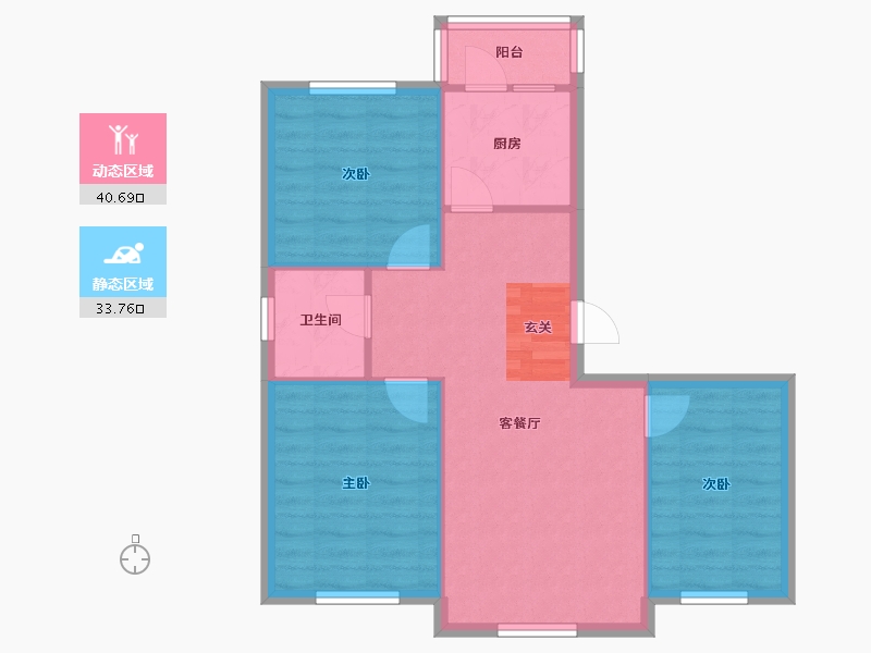 辽宁省-沈阳市-华沃滨河湾汪河路（B4，B5号楼)86m²-67.49-户型库-动静分区