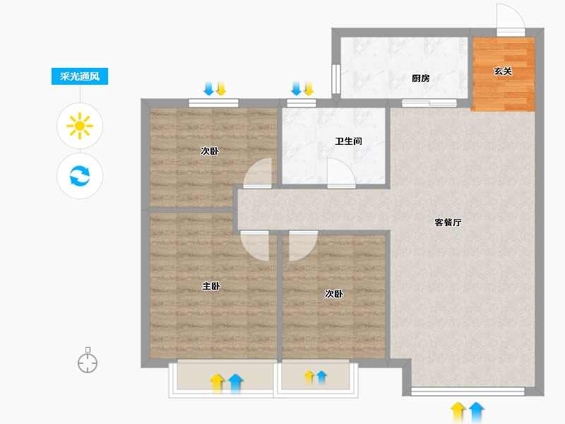 辽宁省-沈阳市-恒大悦龙台广业西路129甲-27号（14号楼）104m²-83.20-户型库-采光通风