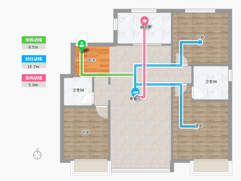 辽宁省-沈阳市-恒大悦龙台广业西路（15，4，17，16，21，22号楼）130m²-93.03-户型库-动静线