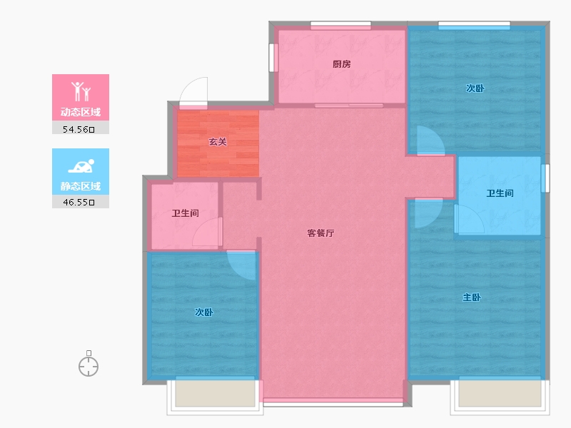 辽宁省-沈阳市-恒大悦龙台广业西路（15，4，17，16，21，22号楼）130m²-93.03-户型库-动静分区