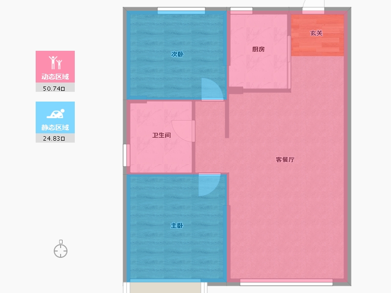 辽宁省-沈阳市-恒大悦龙台广业西路129甲-27号（14号楼）86m²-68.80-户型库-动静分区