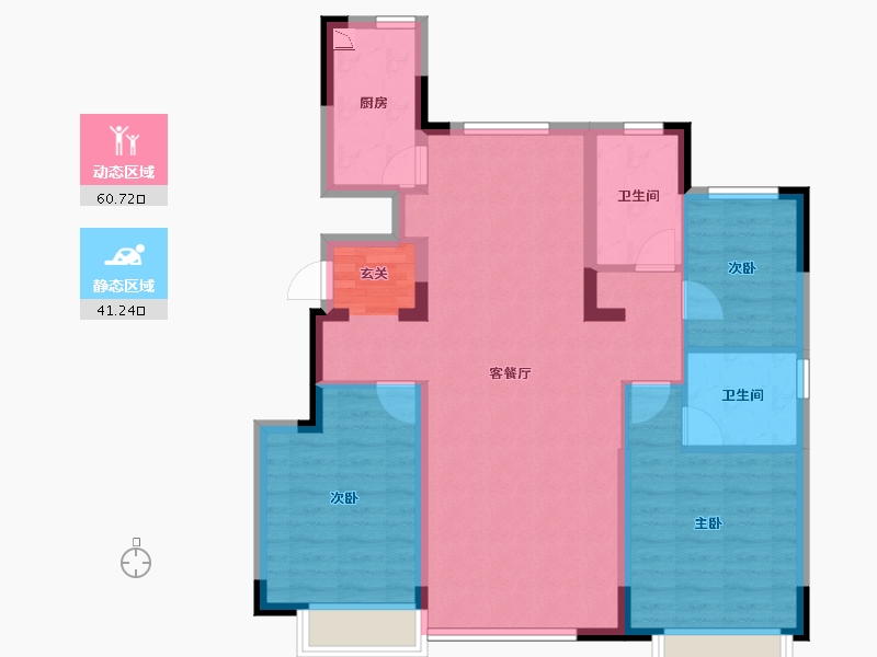 辽宁省-沈阳市-恒大悦龙台广业西路（10，11，12号楼）127m²-91.05-户型库-动静分区