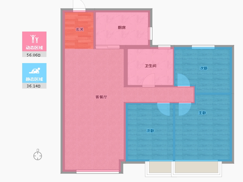 辽宁省-沈阳市-恒大悦龙台广业西路129甲-15号（19号楼）104m²-83.60-户型库-动静分区