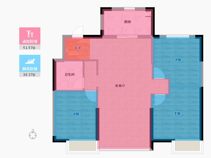 辽宁省-沈阳市-恒大悦龙台广业西路（20，18）115m²-79.34-户型库-动静分区