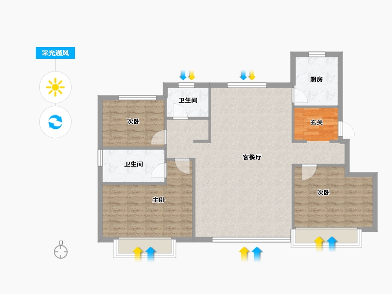 辽宁省-沈阳市-恒大悦龙台广业西路（11，12）127m²-101.60-户型库-采光通风