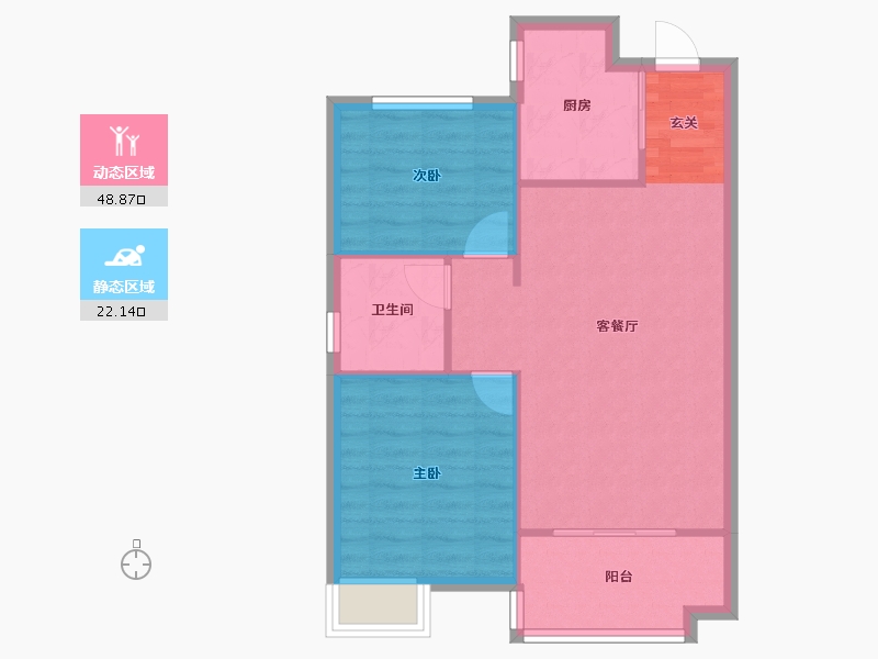 辽宁省-沈阳市-华沃滨河湾细河南路（C9，C10栋）81m²-64.79-户型库-动静分区