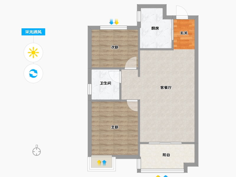 辽宁省-沈阳市-华沃滨河湾细河南路（C9，C10栋）81m²-64.79-户型库-采光通风