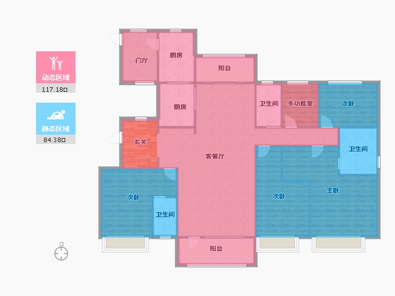 辽宁省-沈阳市-碧桂园银亿大城印象锦园辉山西路21-9号（G5号楼）226m²-186.13-户型库-动静分区