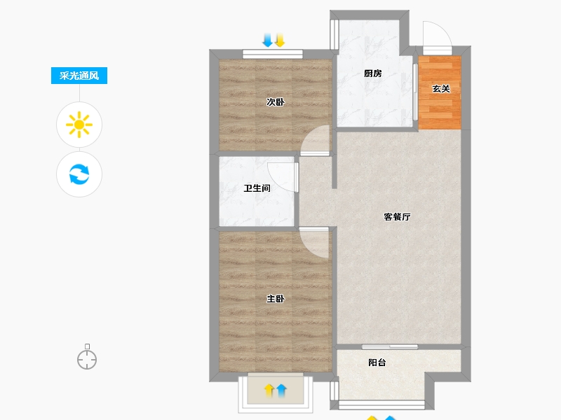 辽宁省-沈阳市-恒大绿洲（103，107，106，108，109，138号楼）81m²-55.72-户型库-采光通风