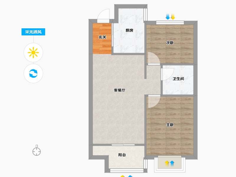 辽宁省-沈阳市-恒大绿洲(103,107,106,108,138,104号楼）82m²-55.90-户型库-采光通风