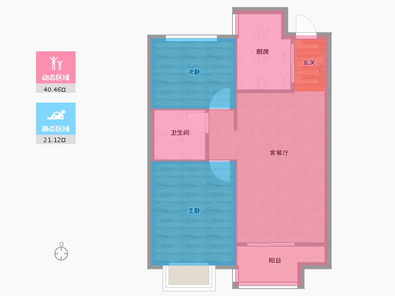 辽宁省-沈阳市-恒大绿洲汪河路138号楼，104号楼）76m²-55.72-户型库-动静分区