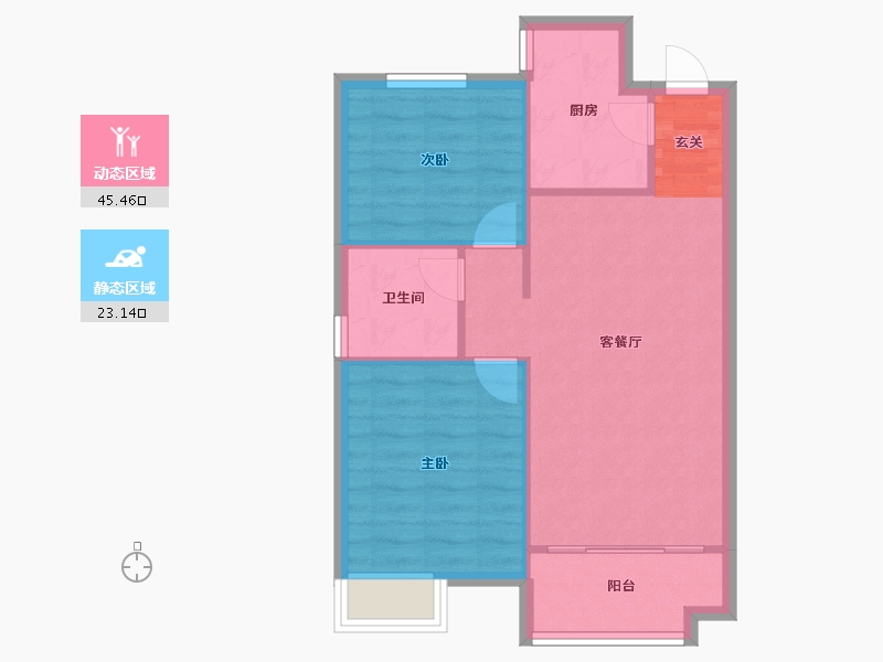 辽宁省-沈阳市-恒大绿洲汪河路147-8号（92号楼）78m²-62.41-户型库-动静分区