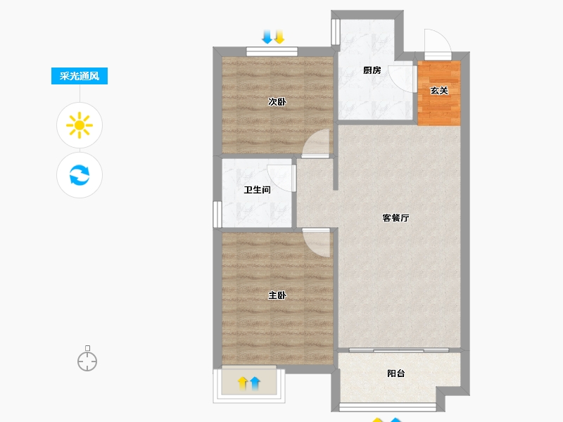 辽宁省-沈阳市-恒大绿洲汪河路147-8号（92号楼）78m²-62.41-户型库-采光通风