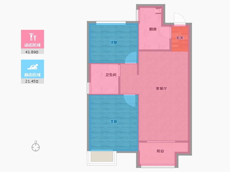 辽宁省-沈阳市-恒大绿洲汪河路151-3号（103号楼）83m²-57.15-户型库-动静分区