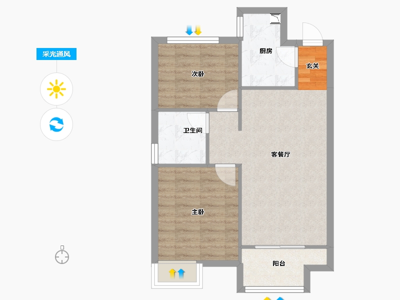 辽宁省-沈阳市-恒大绿洲汪河路151-3号（103号楼）83m²-57.15-户型库-采光通风