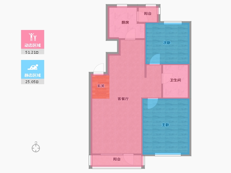 辽宁省-沈阳市-华沃滨河湾（B7，B8，B9，B10，B11，B12号楼）92m²-69.25-户型库-动静分区