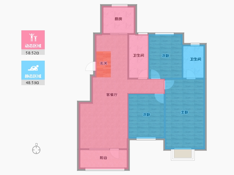 辽宁省-沈阳市-玉祥明居赤山路（Y14,Y13,Y15）112m²-97.88-户型库-动静分区