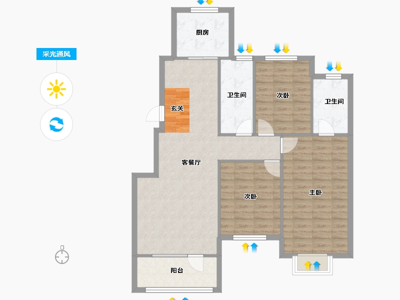 辽宁省-沈阳市-玉祥明居赤山路（Y14,Y13,Y15）112m²-97.88-户型库-采光通风