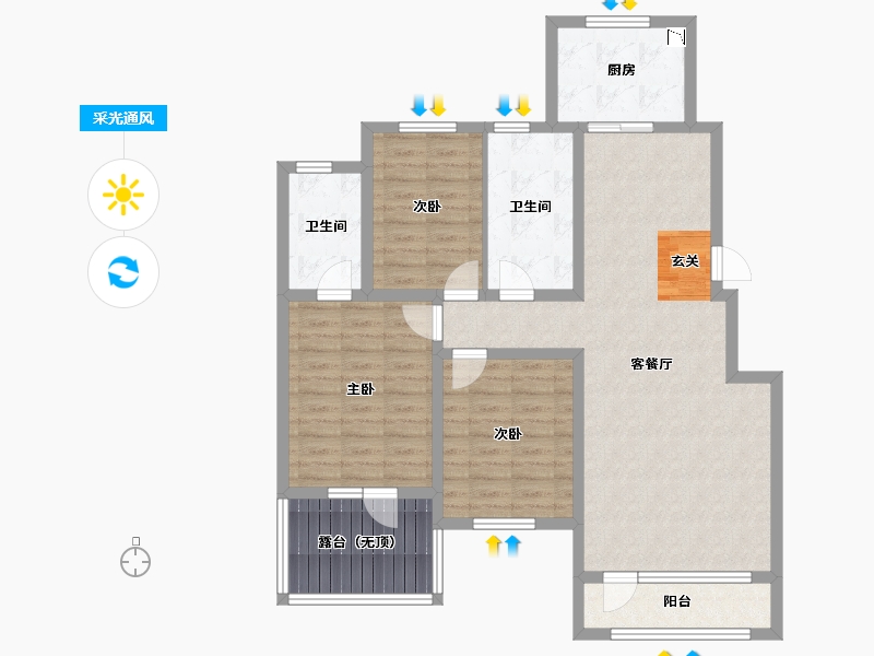 辽宁省-沈阳市-玉祥明居赤山路47-5号（Y11号楼）157m²-103.24-户型库-采光通风