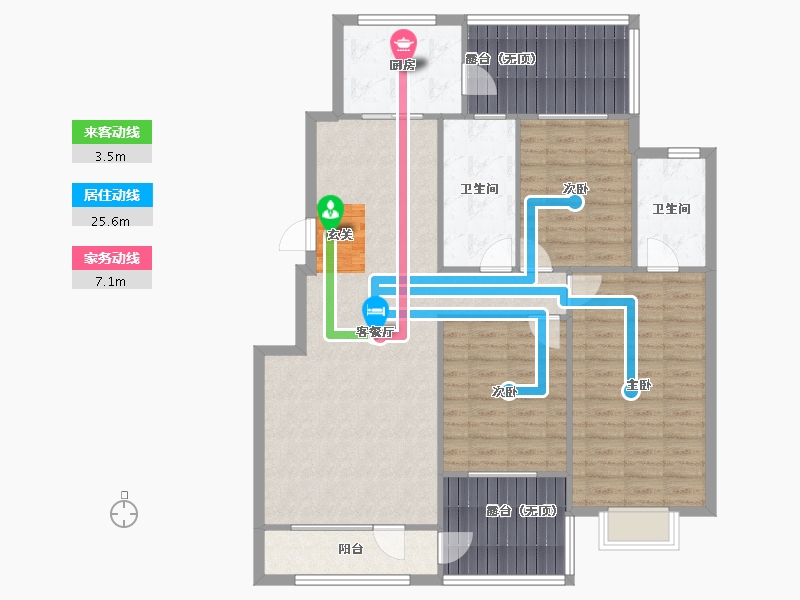 辽宁省-沈阳市-玉祥明居赤山路47-5号（Y11号楼）132m²-121.21-户型库-动静线