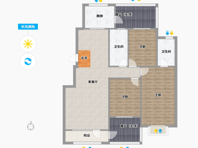 辽宁省-沈阳市-玉祥明居赤山路47-5号（Y11号楼）132m²-121.21-户型库-采光通风