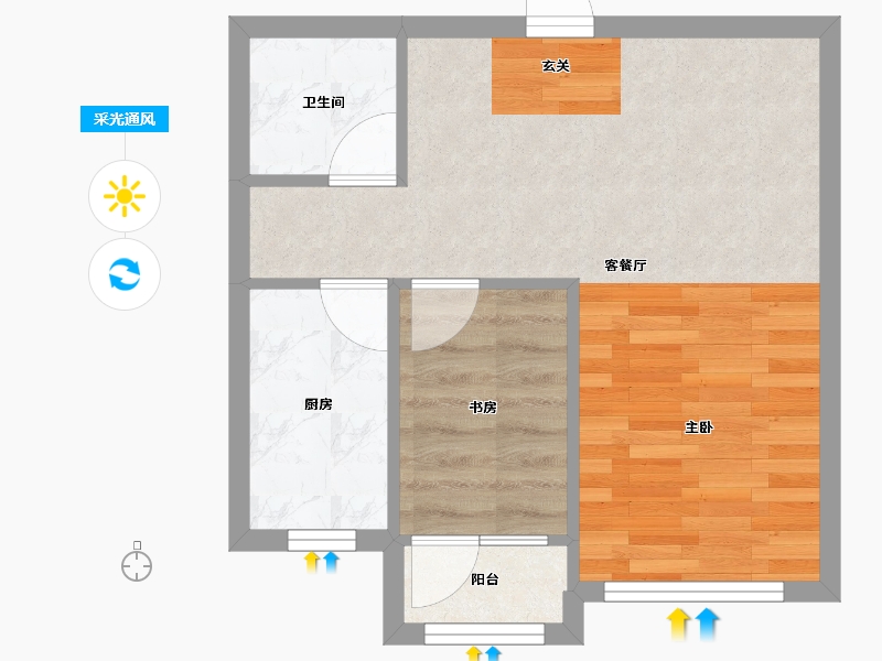 辽宁省-沈阳市-玉祥明居赤山路（G26，G24，G25）58m²-40.94-户型库-采光通风