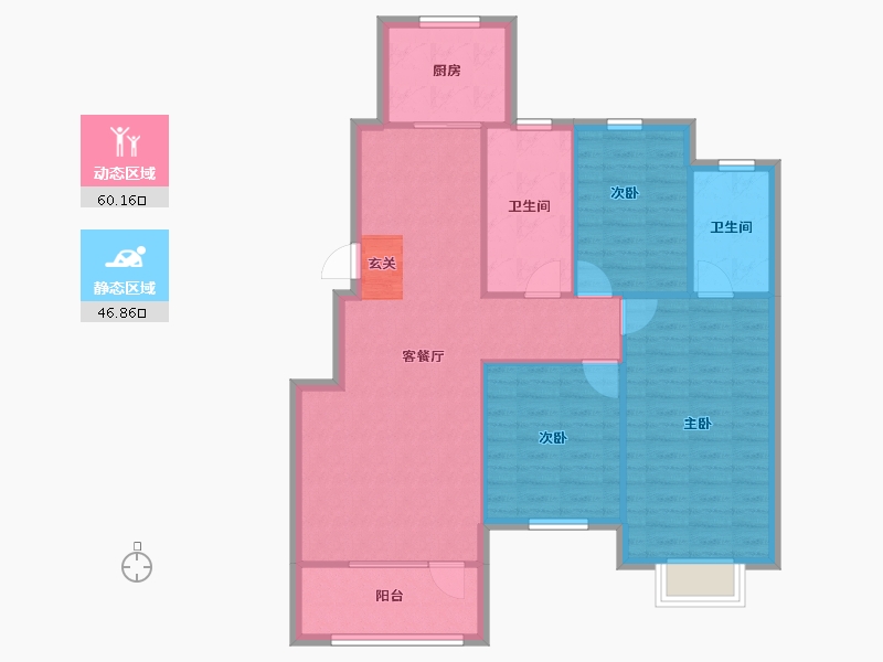 辽宁省-沈阳市-玉祥明居赤山路（Y13,Y15,Y16）137m²-97.84-户型库-动静分区