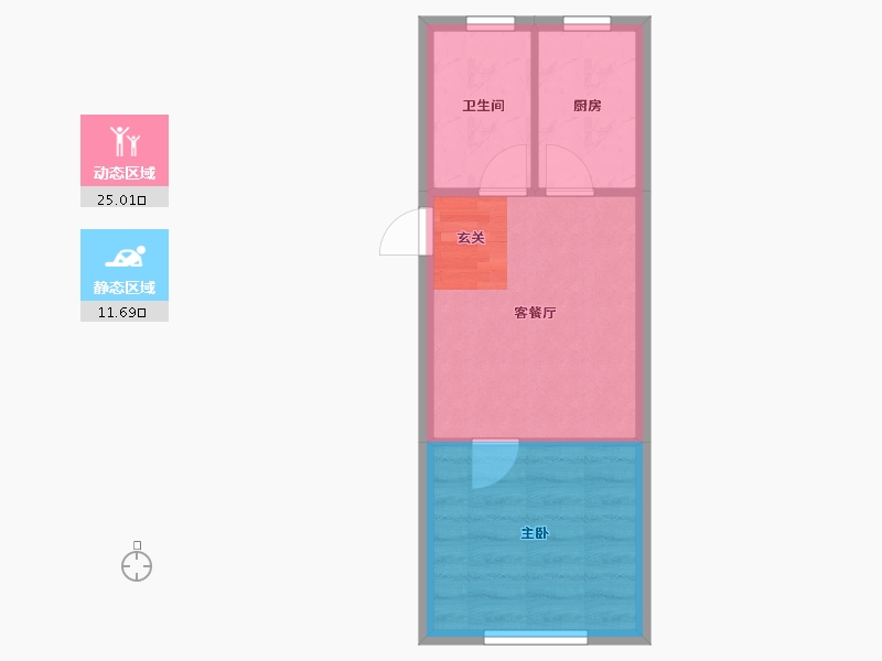 辽宁省-沈阳市-五彩阳光城西江北街（2期40号楼，2期39号楼）50m²-32.82-户型库-动静分区