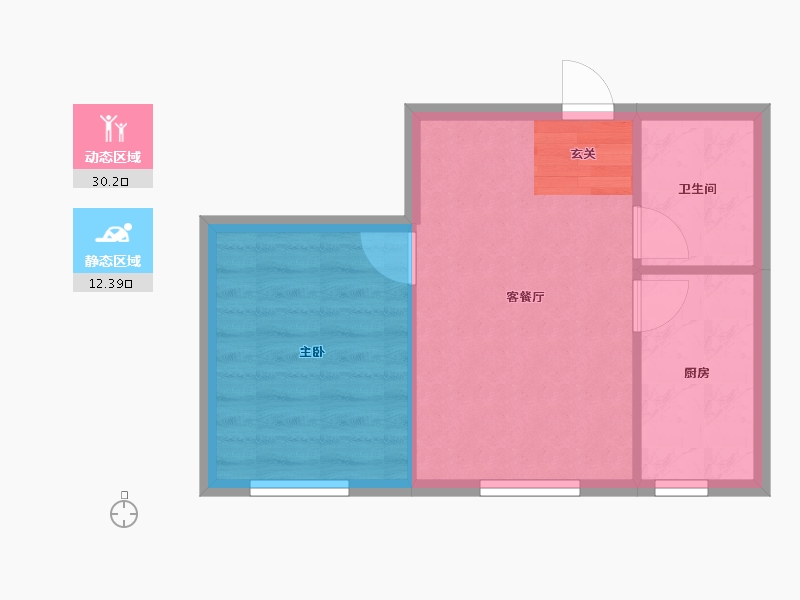 辽宁省-沈阳市-五彩阳光城西江北街（2，3，1，5，6）52m²-38.46-户型库-动静分区