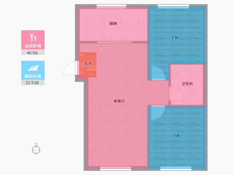 辽宁省-沈阳市-五彩阳光城西江北街（2，3，1，5，6）76m²-57.53-户型库-动静分区