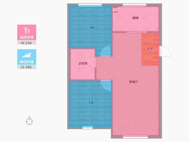 辽宁省-沈阳市-五彩阳光城西江北街（5，6）75m²-58.75-户型库-动静分区