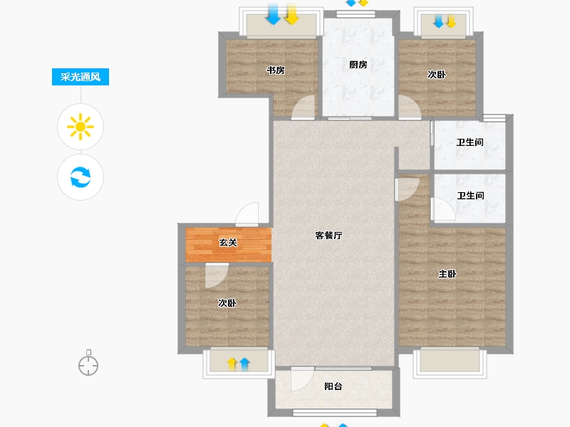 辽宁省-沈阳市-碧桂园银亿大城印象锦园（D2,D7,D8,D9,D4,D6,D23）124m²-99.19-户型库-采光通风