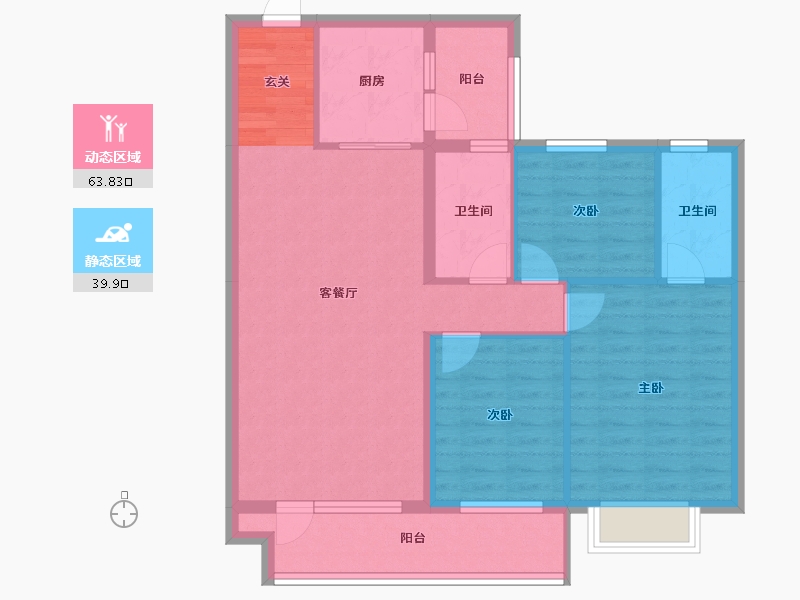 辽宁省-沈阳市-碧桂园银亿大城印象锦园(7-G6,7-G2栋)123m²-92.91-户型库-动静分区