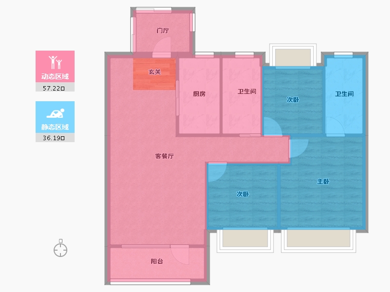 辽宁省-沈阳市-碧桂园银亿大城印象锦园(G1,G3,G2,G4,G7）118m²-85.10-户型库-动静分区