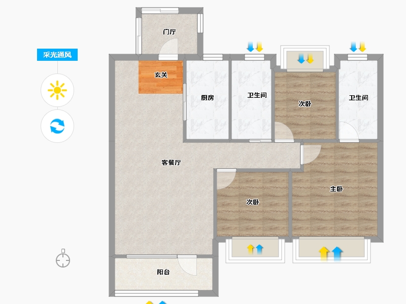 辽宁省-沈阳市-碧桂园银亿大城印象锦园(G1,G3,G2,G4,G7）118m²-85.10-户型库-采光通风