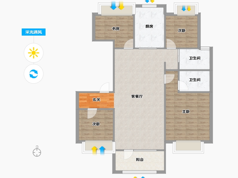 辽宁省-沈阳市-碧桂园银亿大城印象锦园（D24,D25,D26,D27号楼）132m²-100.32-户型库-采光通风