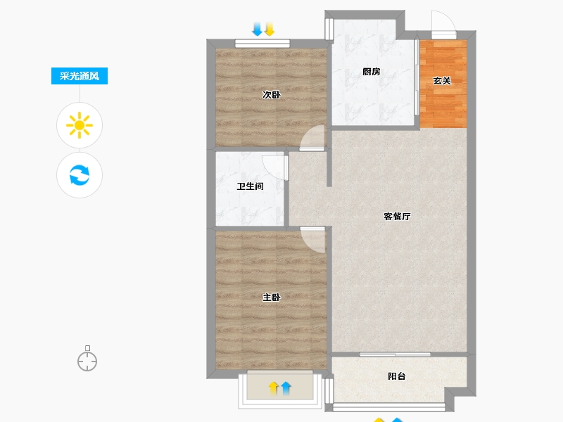 辽宁省-沈阳市-恒大绿洲汪河路（93,99号楼）84m²-67.21-户型库-采光通风